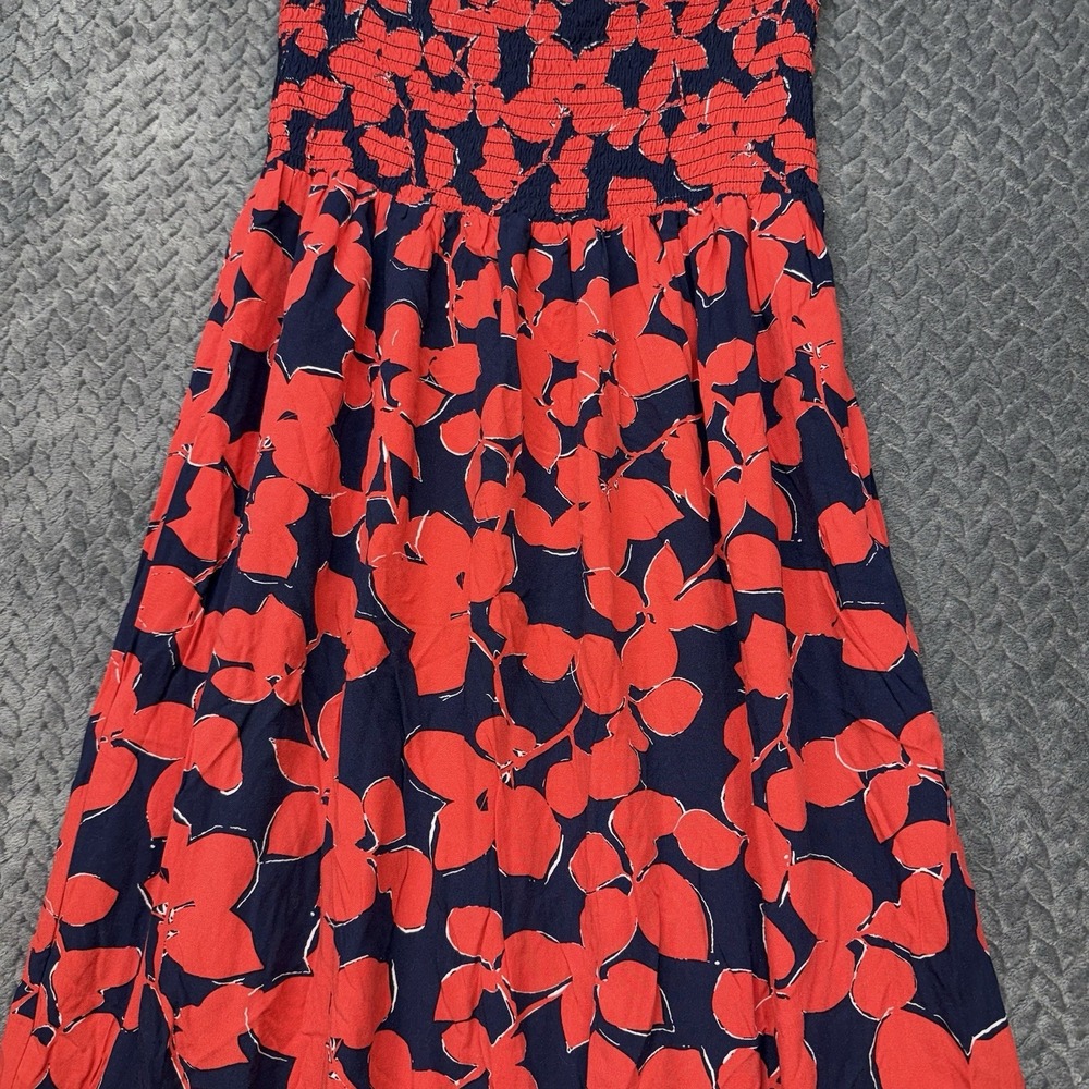 Gap Women's Strapless‎ Maxi Dress Small Red Floral Smocked Boho Beach Swim Cover - Picture 6 of 12
